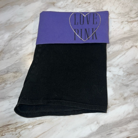 Y2K Women's Victoria Secret Pink Foldover Yoga Shorts - Picture 1 of 4